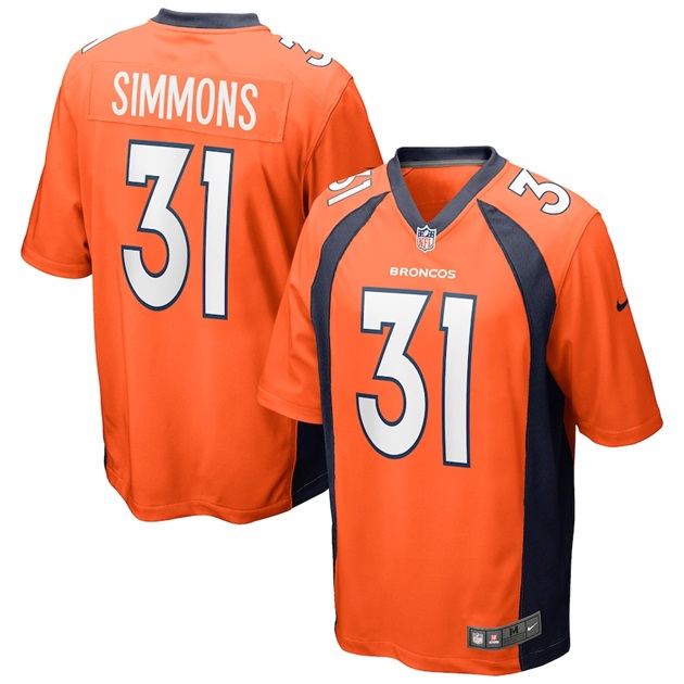 mens nike justin simmons orange denver broncos game jersey